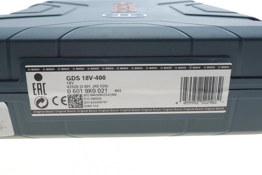 Гайкокрут акумуляторний 1/2" 400 Нм 18В (без АКБ і заряд. пристрою) BOSCH 06019K0021 фото