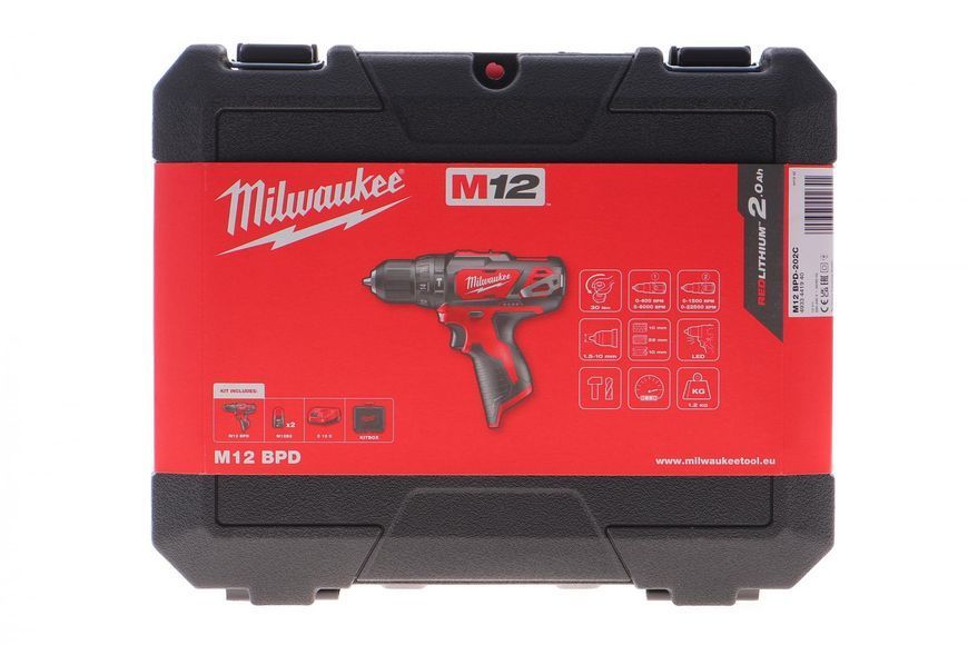 Дриль-шуруповерт акумуляторний M12 BPD-202C (30 Nm/12V) 0&ndash;1500 об/хв MILWAUKEE 4933441940 фото
